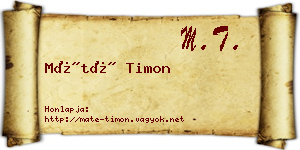 Máté Timon névjegykártya