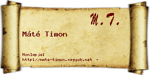 Máté Timon névjegykártya